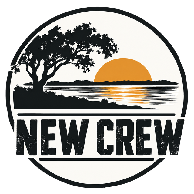 New Crew badge: sunset over the water